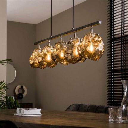 kwaadaardig Super goed duisternis Crea Hanglamp Eetkamer 5L Saxum / Chromed glas – Industrieel hanglampen –  industriële Design Plafond lamp – Creawonen